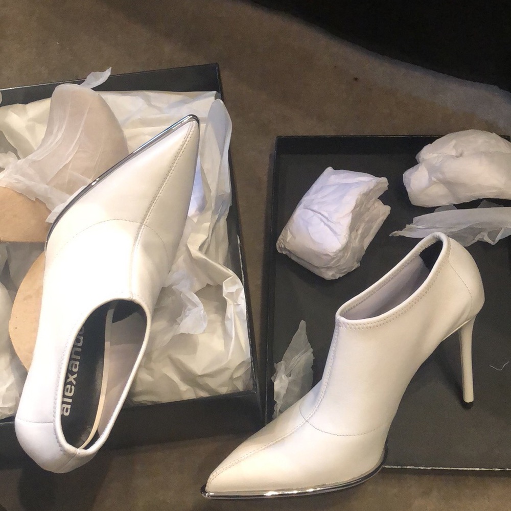 Alexander Wang white leather booties